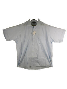 Botany 500 Big Man Button Front Shirt Short Sleeve Collared Size 18.5 Blue